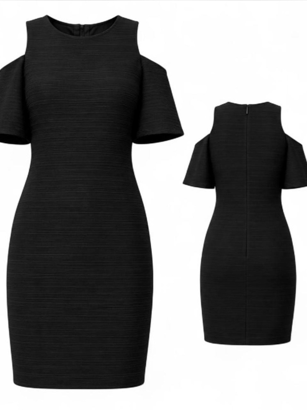 Shoshanna little black Party Cocktail Textured dress Cold shoulder EUC Size 10